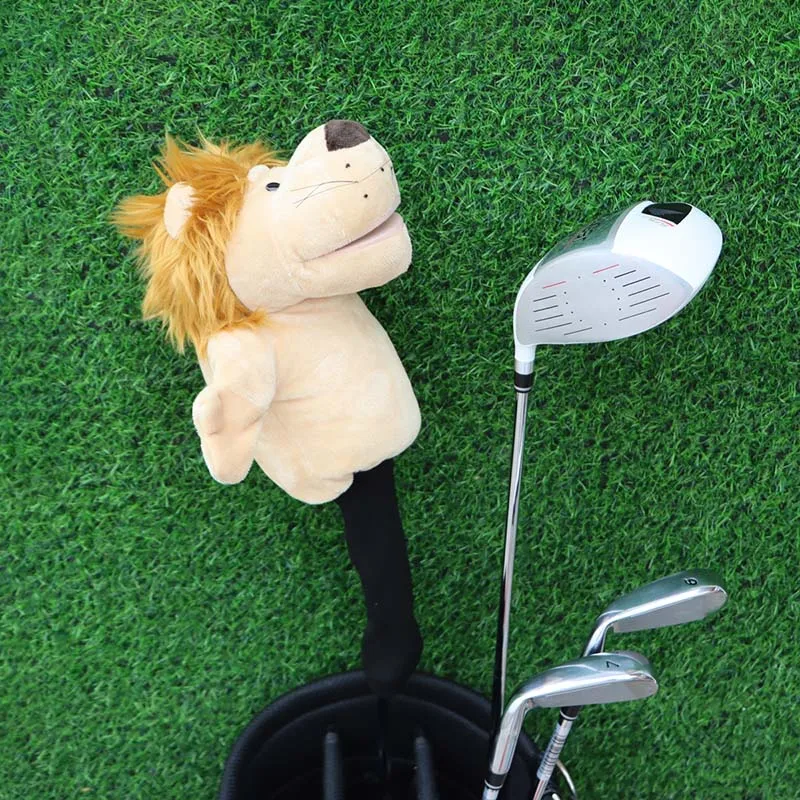Cartoon Lion Golf Headcovers Plush Cute Golf Driver Fairway Wood Putter Headcover Accessory White Colors