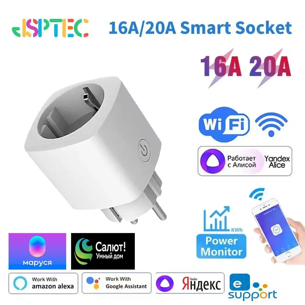 Smart Socket EWeLink EU WiFi With Power Monitoring Timing Voice Control Yandex Alice Маруся Alexa Google Assita