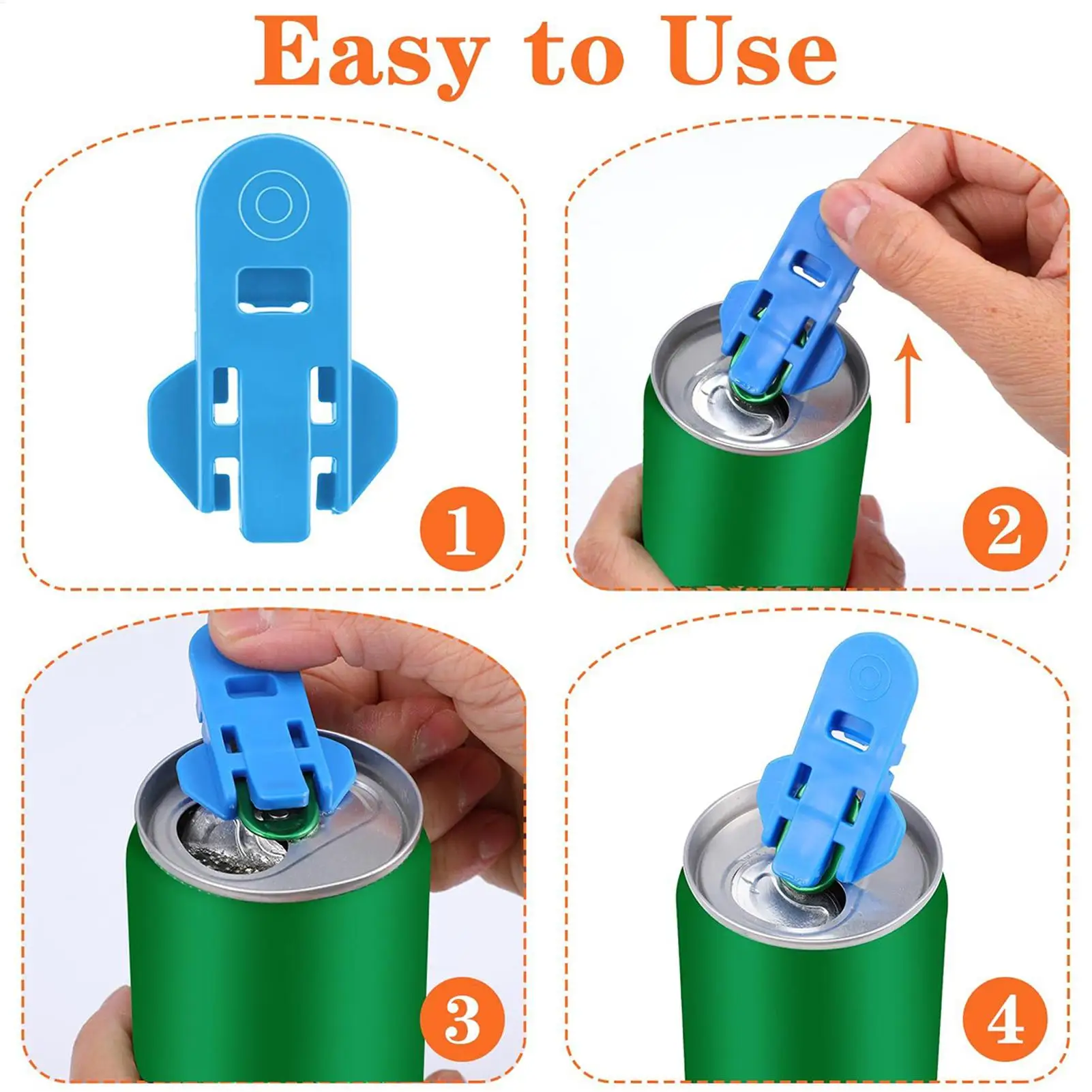 24PCS Can Opener Handheld Plastic Small Sealer For Beer Cola Beverage Cans Simple Rotating Dustproof Cup Lid Sealing Small Tools