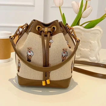 Borsa a secchiello con coulisse Borsa a tracolla a tracolla portatile da donna di grande capacità Borsa a tracolla portatile per ascelle di grande capacità