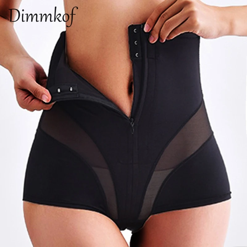 

Dimmkof Zipper Buckle Breathable Mesh Shapewears Women's 2 Steel Bones High Waist Tummy Control Butt Lifter Panties Body Shaper