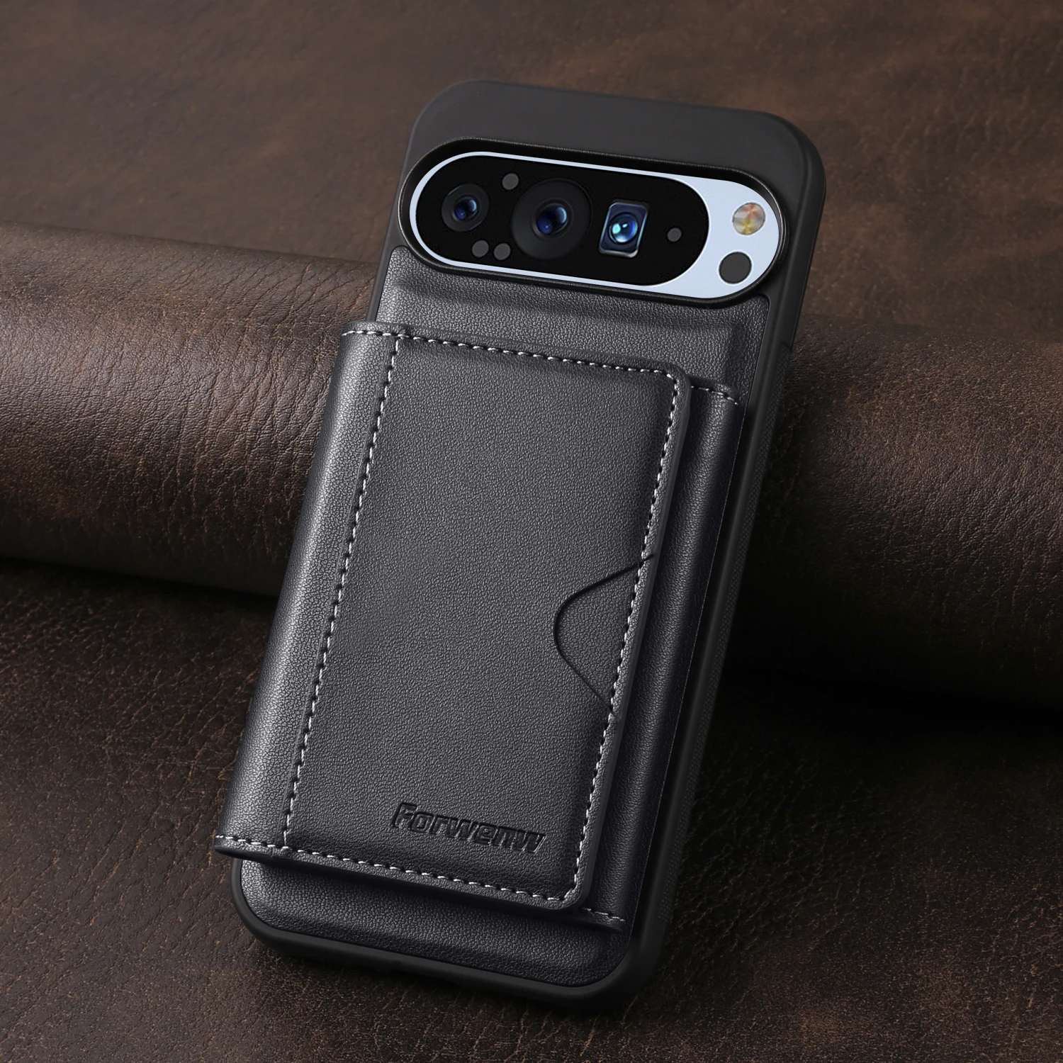 Luxury Leather MagSafe Phone Wallet Case - Premium Anti-Drop Business Card Holder Cover