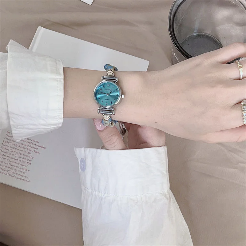 Elegant Braided Ceramic Watch Bracelet for Women High-end Pull-out Ladies Quartz Wristwatches Girls Gifts