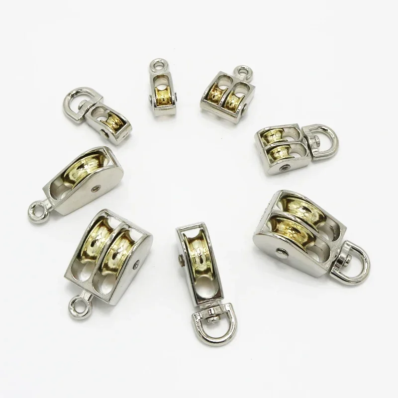 Metal Sheave Zinc Alloy Fixed Pulley Crown Block and Tackle Lifting Wheel Mini Single/Double Pulley 36/48/52/58/75/86mm