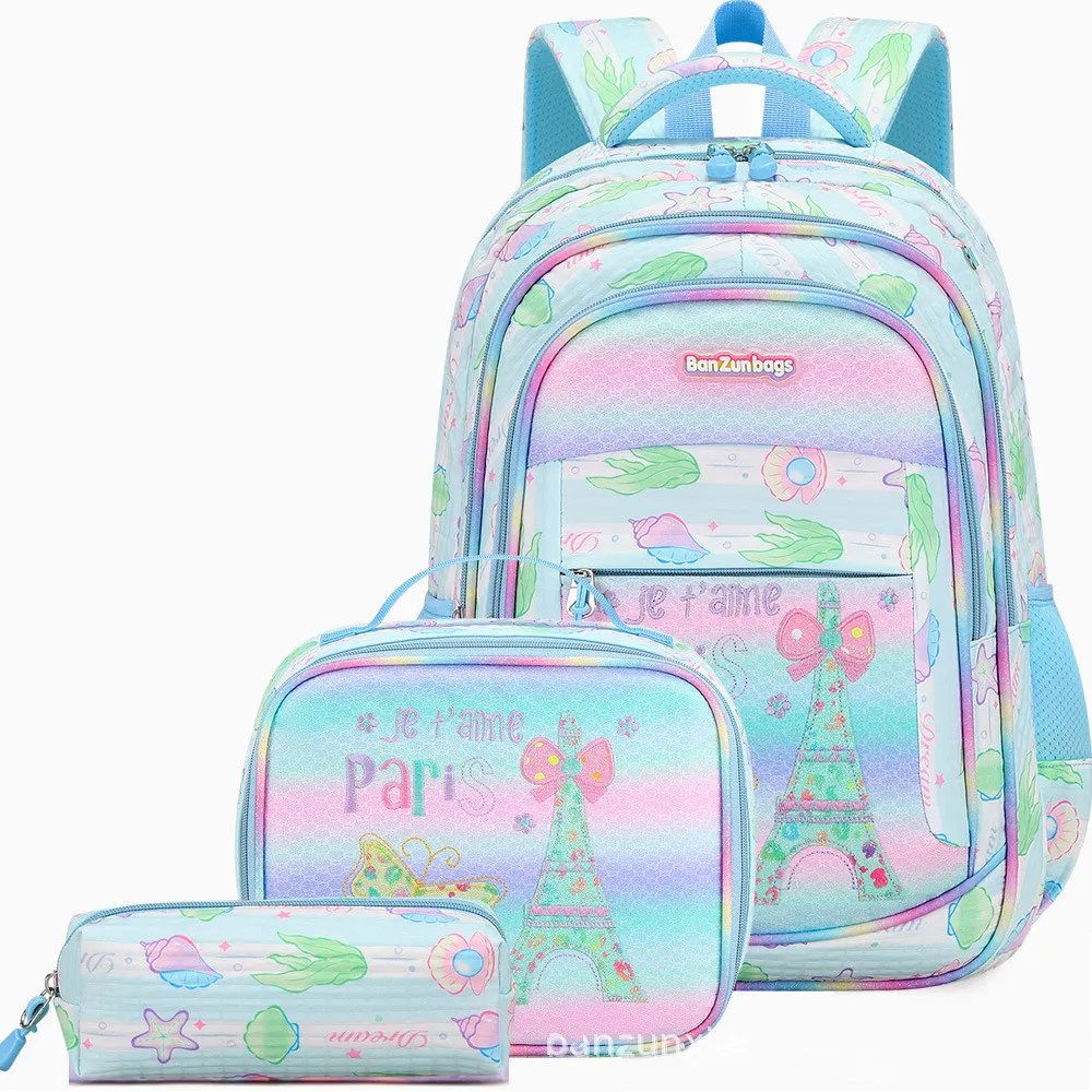 Cartoon 3 Piece Set School Bags For teenager Girls Kids Princess  Backpack Primary School Students backpack With lunch box 1