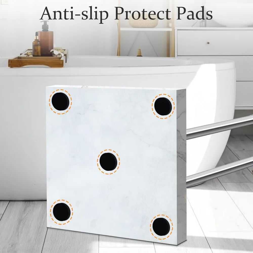 40 inch vertical towel rack, weighted marble base, adjustable width, 3 layers, stainless steel brushed finish