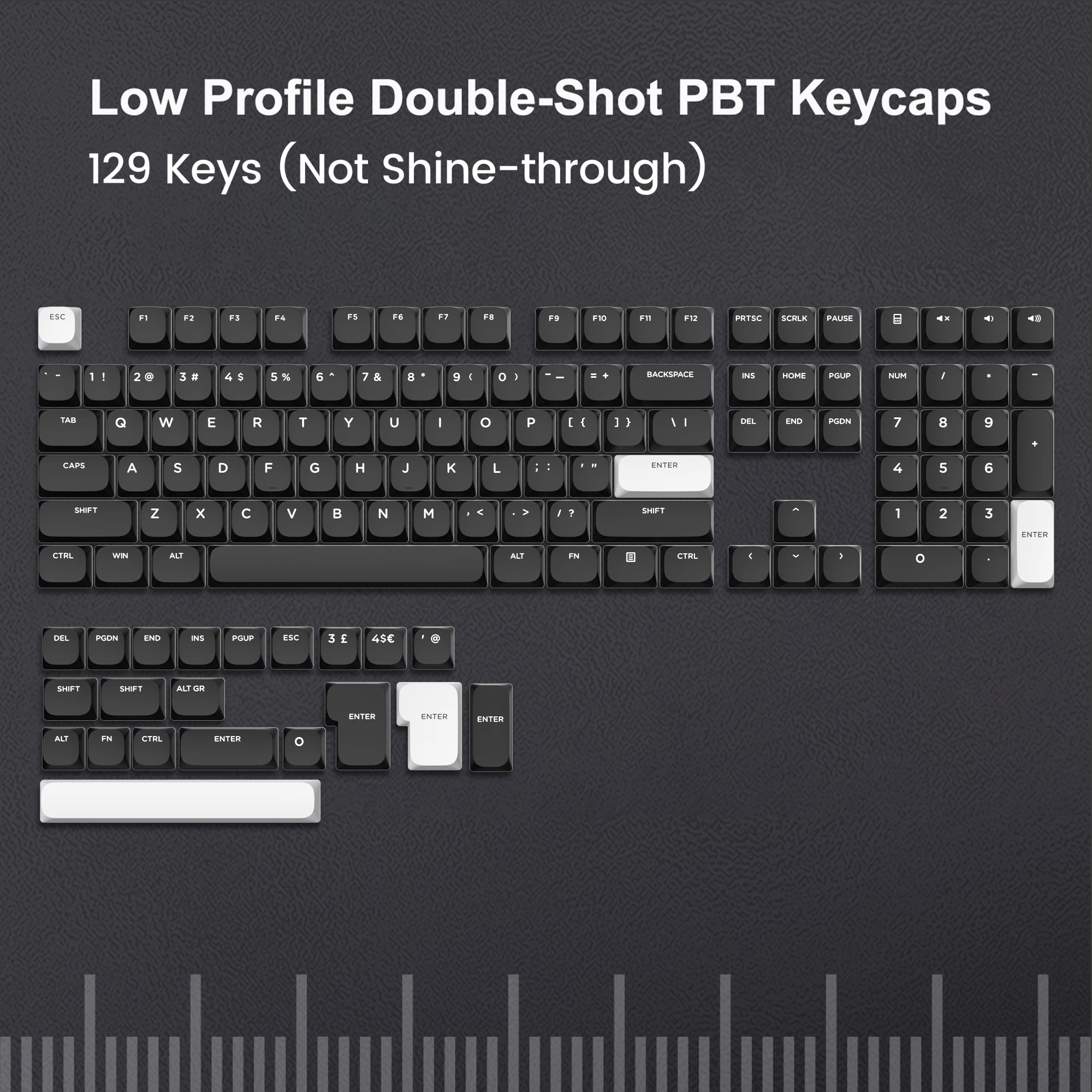 Pbt Keycaps para Teclado Mecânico Gamer Low Profile Wob Slim Double Shot Gateron Cherry mx Switch 60 65 75 Chave 129 - Imagem 2