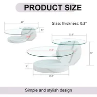 Glass Tables for Living Room Round Tables Modern Double Layer Round Table Circle Coffee Table for Small Space Home Office 2