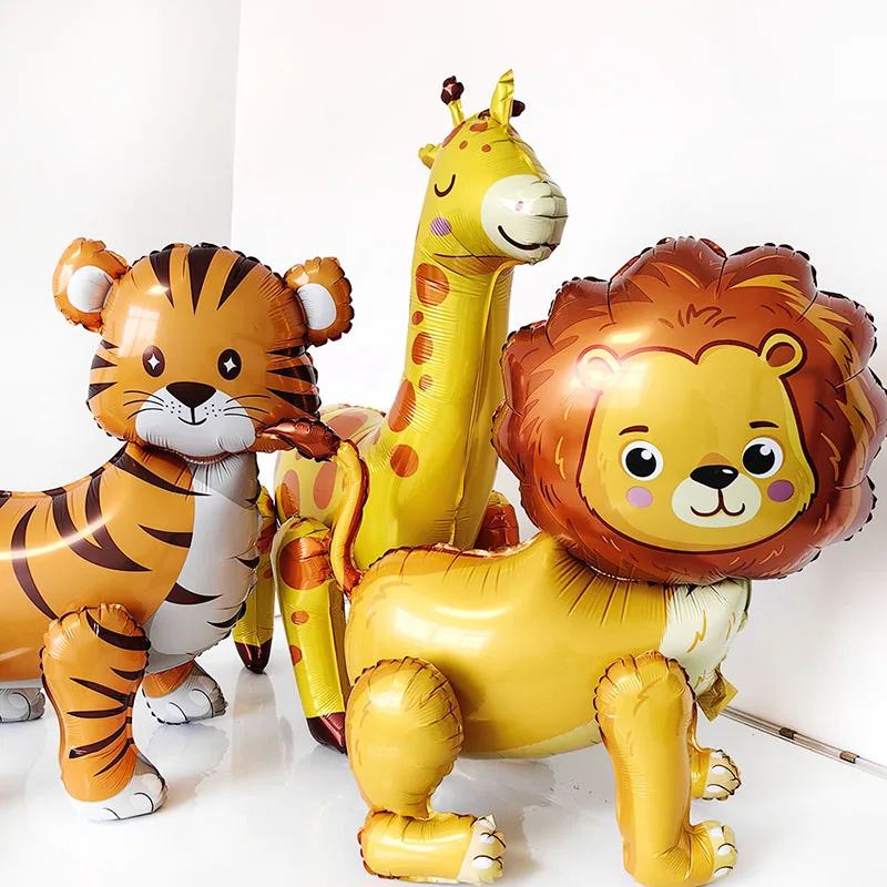 

1Set New 3D Assembly Foil Aluminum Balloon Inflatable Cartoon Jungle Animal Lion Tiger Turtle Birthday Party Decorate Supplies