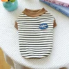 Vintage Small Vest Pet Clothes Dog Cat Anti-hair Loss Summer Sleeveless Coffee Striped Jumper 6