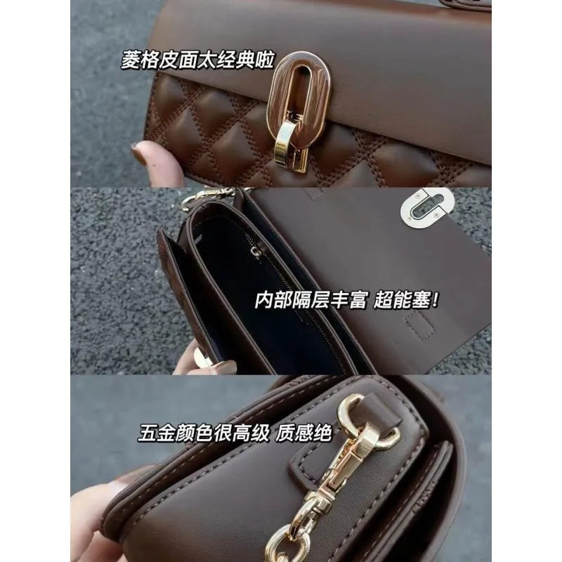 JIAERDI Vintage Coffee Handbag Women High Street Leather Handle Chic Messenger Bag Ladies Retro Casual Crossbody Bags Aesthetic