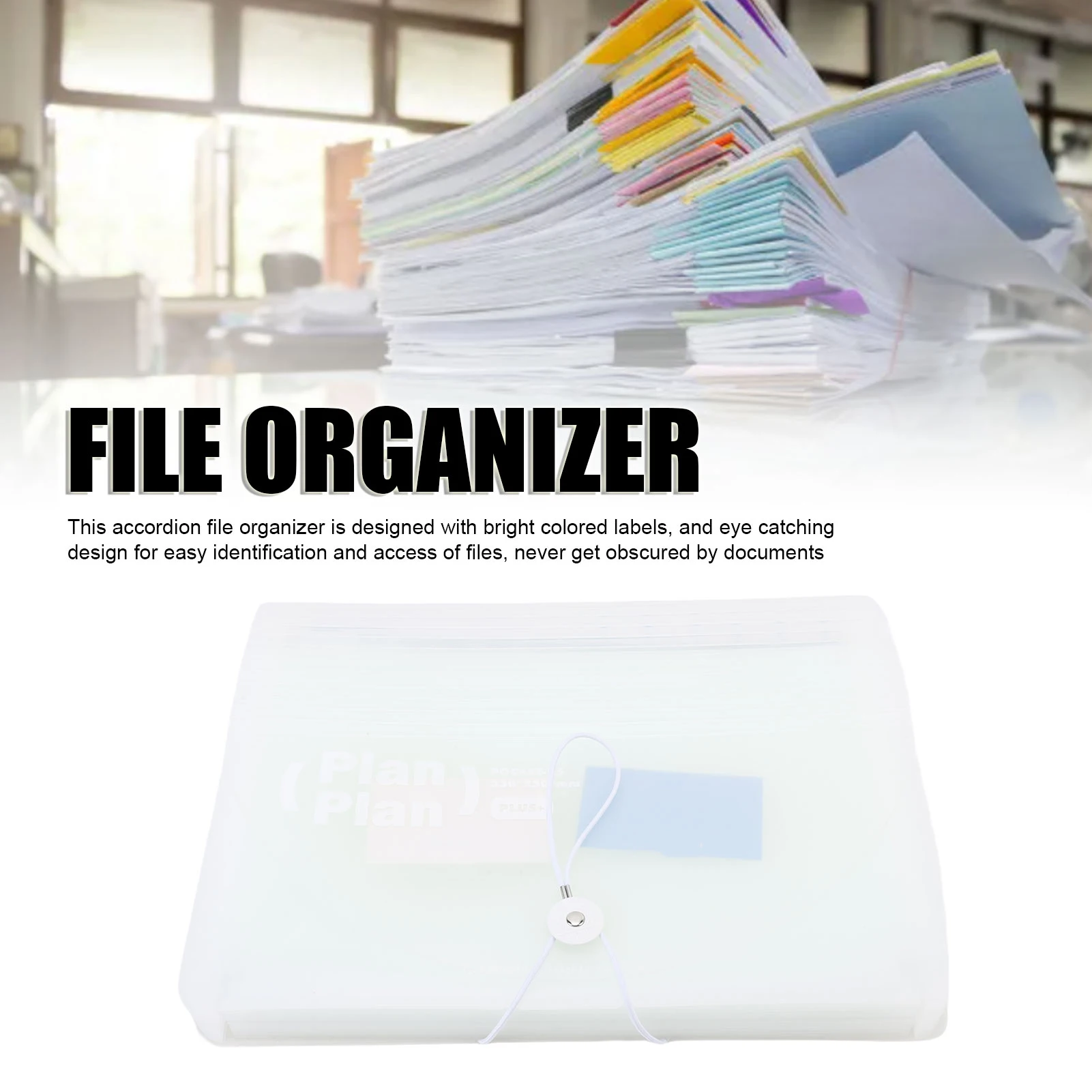 Accordion File Folder Bright Labels Stable Standing 25 Pockets Closed Bottom Document Organizer for A4 Paper Letter for Home