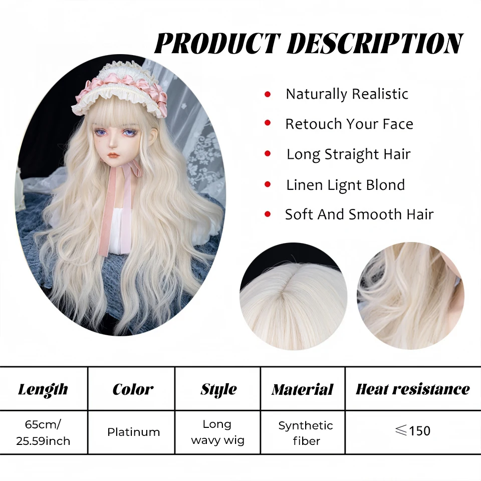 Blonde Synthetic Wig with Bangs for Women Daily Party