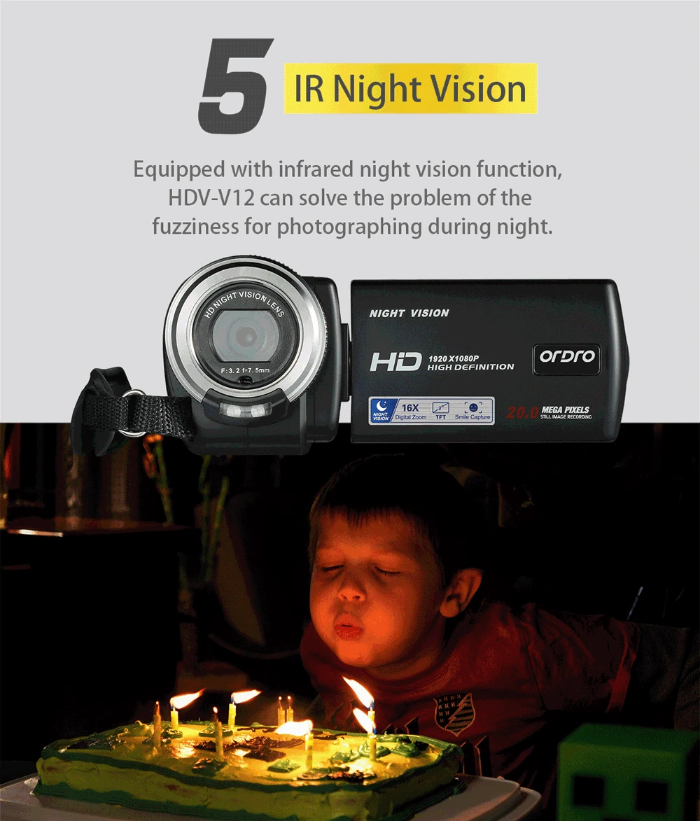 1080P Video Camera Full HD 16X Digital Zoom Recording Camcorder 3.0 Inch Rotatable LCD Screen Support Night Vision