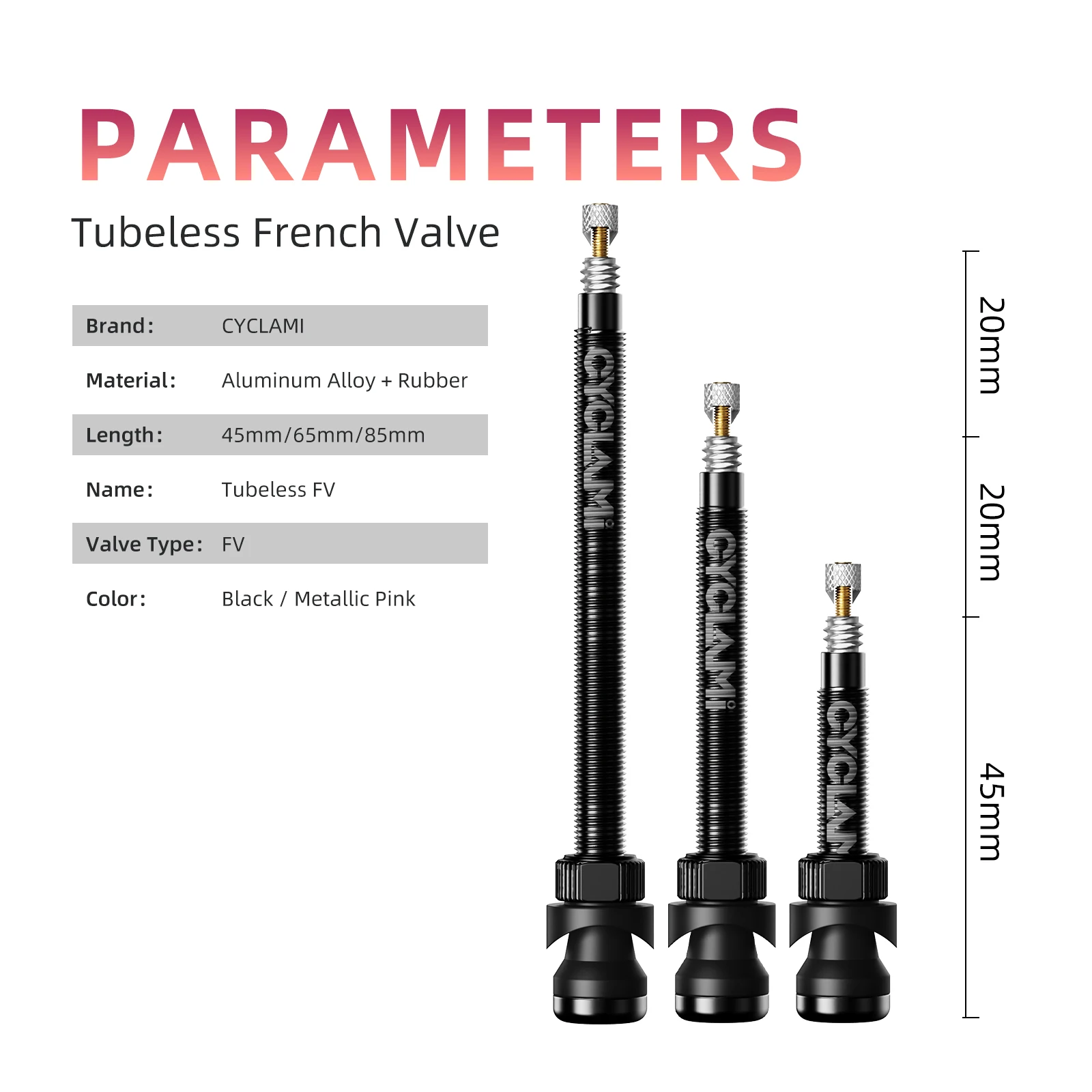 CYCLAMI Tubeless Bicycle Aluminum Presta Valves with Removable Core