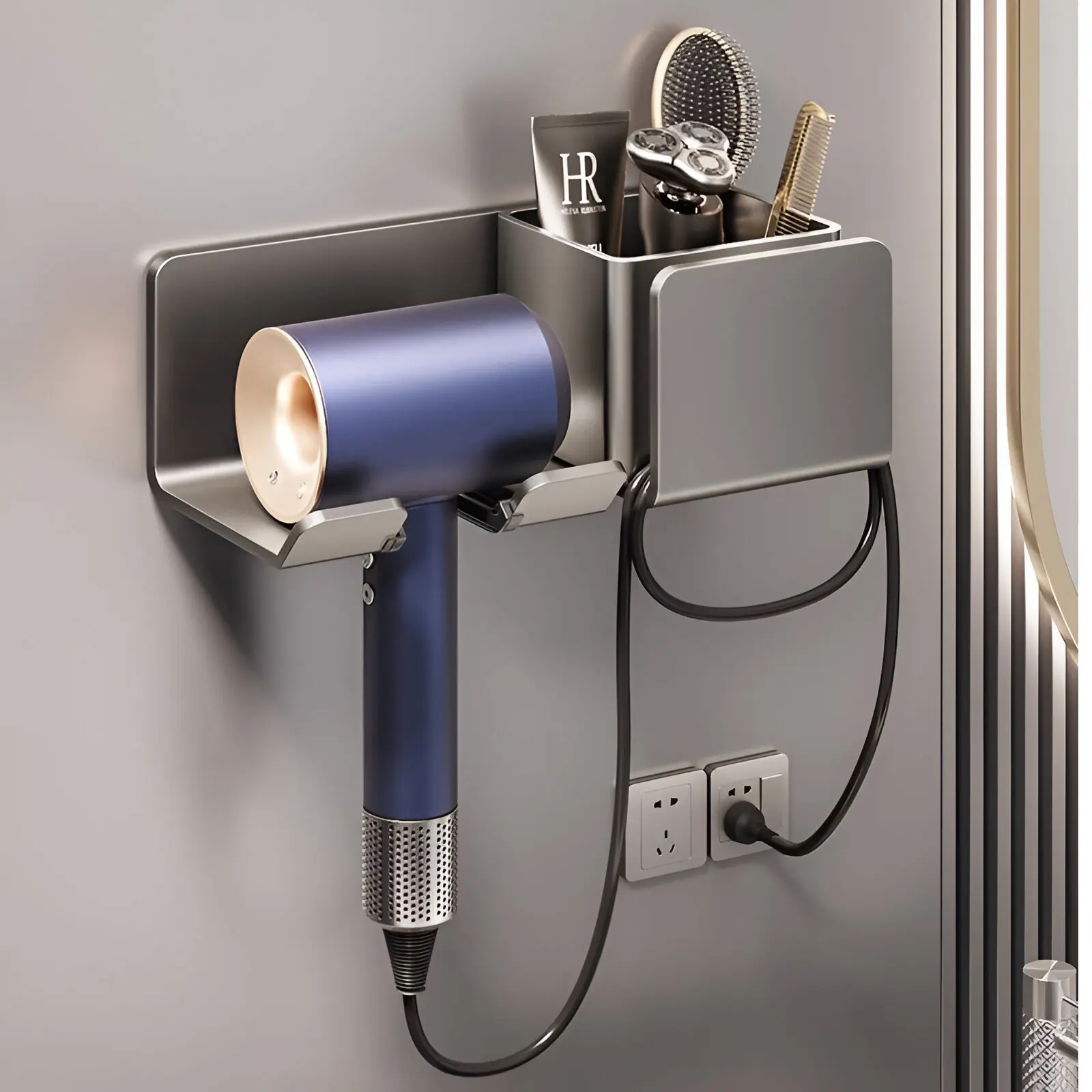 Hair dryer storage rack without punching home bathroom toilet wall hanging Dyson Leifen hair dryer storage shelf