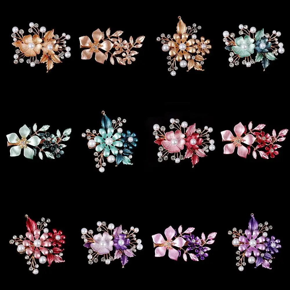 

Fashion Hair Accessories Hairpin Ornaments Alloy Flower Hair Pins for Wedding Crystal Hair Clip Bride Headwear