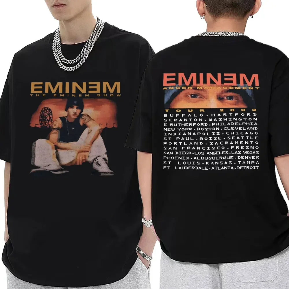 

Футболка Rapper Eminem Tour Graphic для мужчин и женщин, винтажная тенниска с коротким рукавом в стиле хип-хоп, модная майка оверсайз, лето