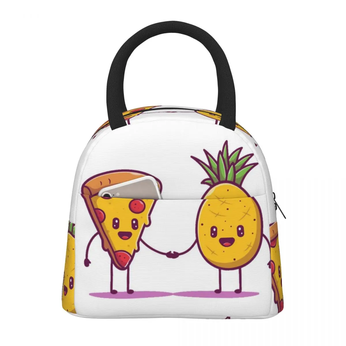 

Pineapple And Pizza Lunch Bag Fruit Vintage Lunch Box Office Portable Cooler Bag Waterproof Designer Thermal Tote Handbags