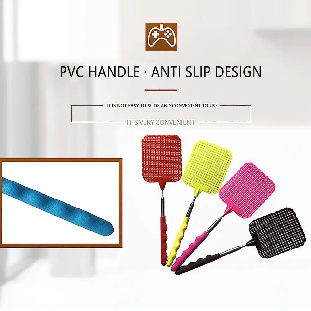 Fly Swatter 28cm Adjustable Plastic Fly Swatters Home Long Handle Flyswatter Flapper Insect Killer can extend to 73cm