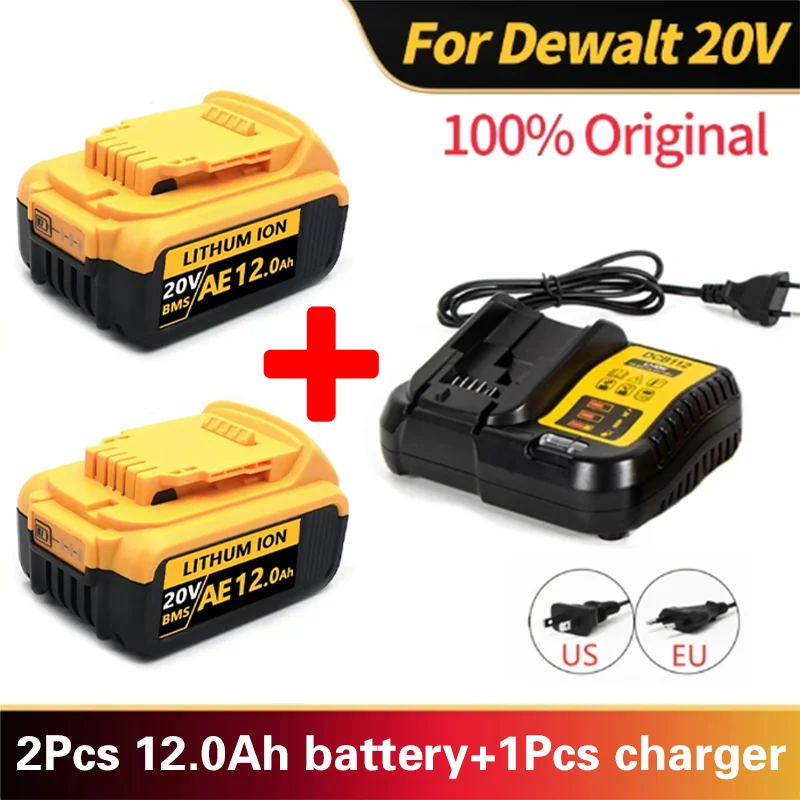 

20V 12Ah MAX Lithium Battery Power Tool Replacement for DeWalt DCB184 DCB181 DCB182 DCB200 20V 6A 8A 12A 18V 20V Lithium Battery