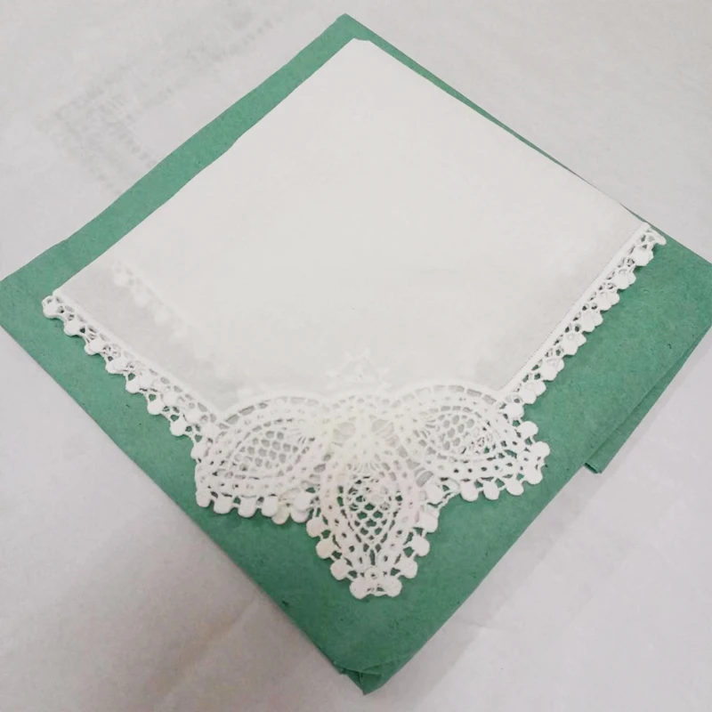 Set of 12 Fashion Ladies Handkerchiefs White Cotton Lace Weddding Bridal Handkerchief For Mother of Bride weddings Gifts 12 x