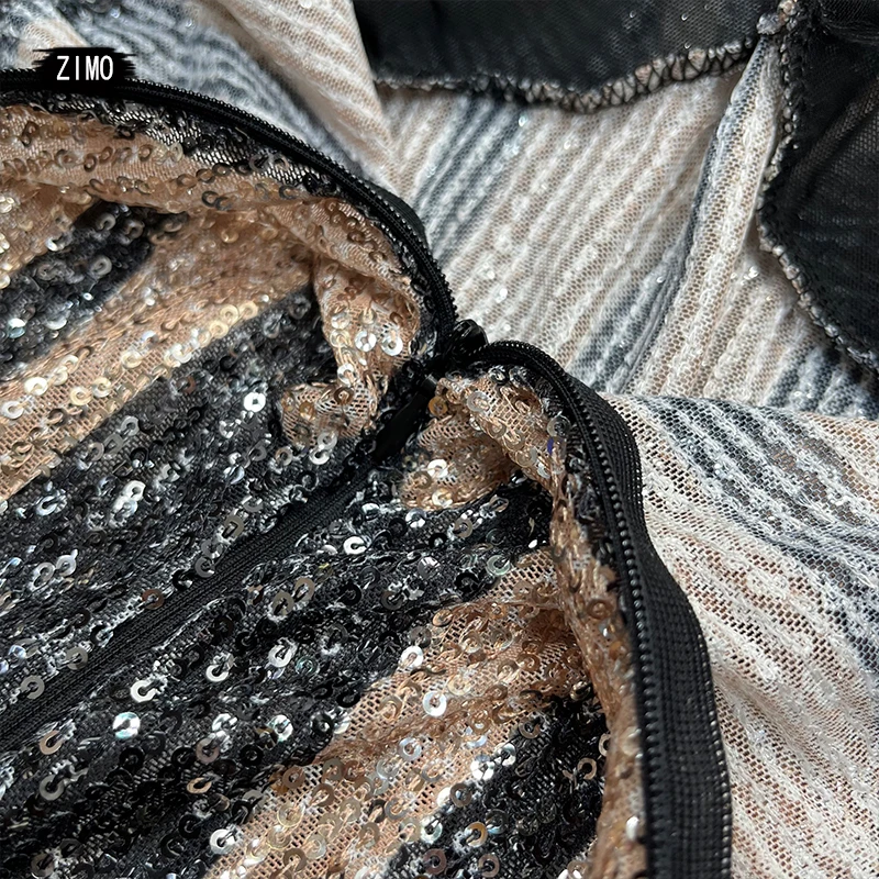 Women Sequins Jumpsuit and Gloves Sexy Stage Dance Costume Birthday Party Bar Club Singer Queen Performance Outfits