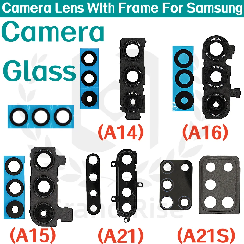 Rear Smartphone Camera Glass Lens Replacement with Frame and Adhesive Sticker