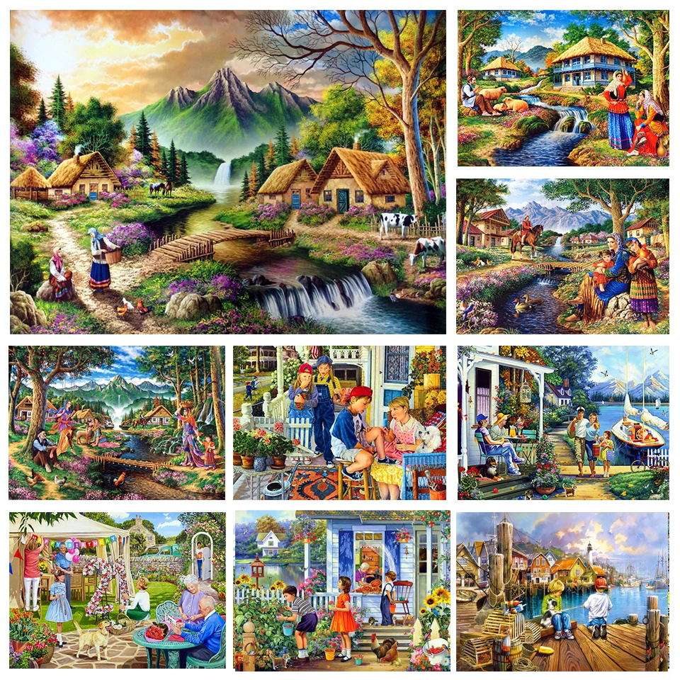 GATYZTORY 5D Diamond Embroidery Frame Countryside Landscape Diy Cross  Stitch Mosaic Art Diamond Painting For Beginners - AliExpress