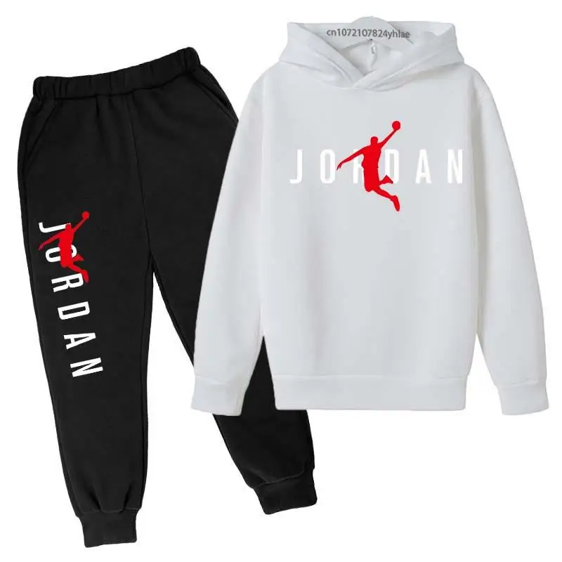 Kids Sports Suit 3-12 Years Spring Autumn Sports Pullover Toddler Basketball Clothing Hoodies+Pant Set