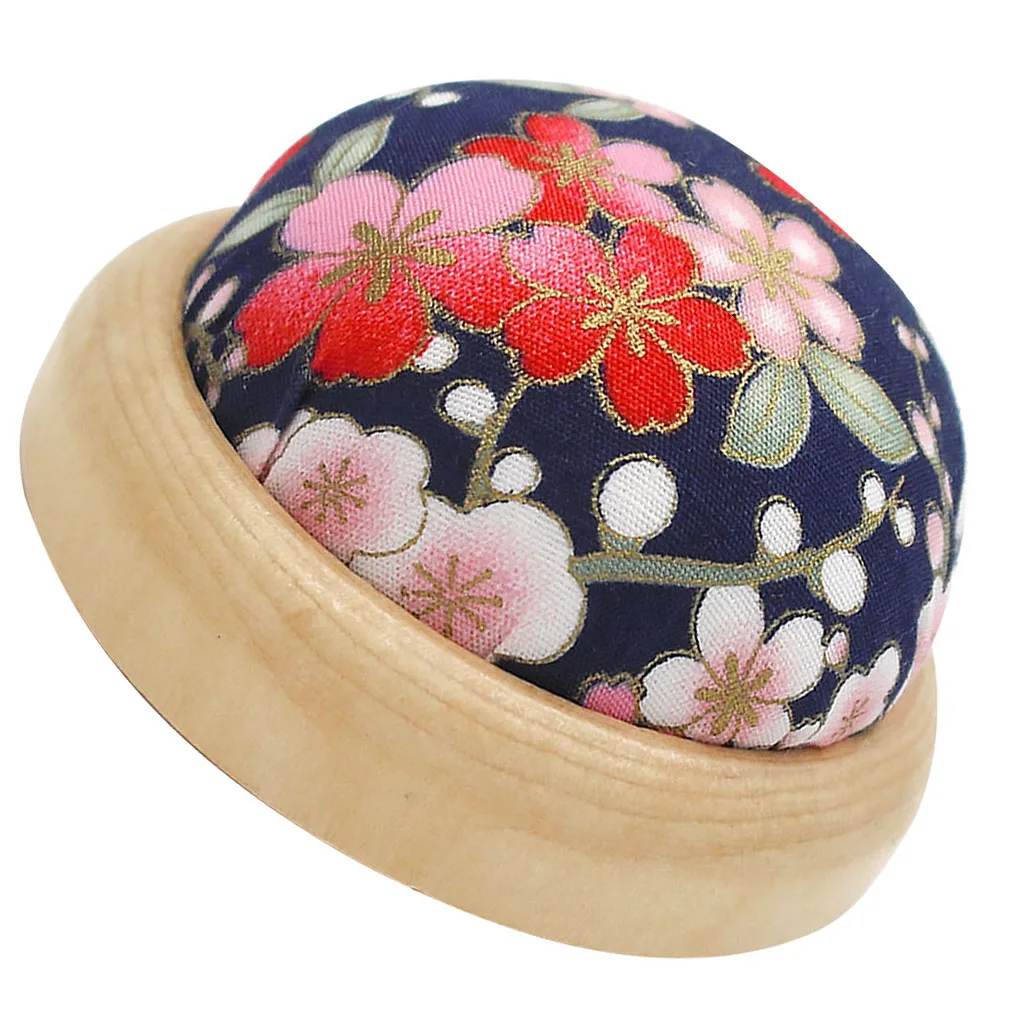 JFFX Pin Cushion Wooden Base Round Needle Pincushions Needles Holder for Sewing