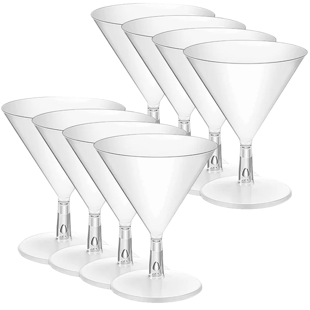 8 Pcs Martini Glasses Disposable Wineglass Reusable Clear Beverage Cups Goblets Mini 800X680X680CM Cocktail Plastic