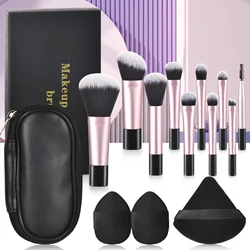 Colorful Mini Makeup Brush Set with Puff - Portable Professional Makeup Tools, Perfect Holiday Gift (Gift set 2)