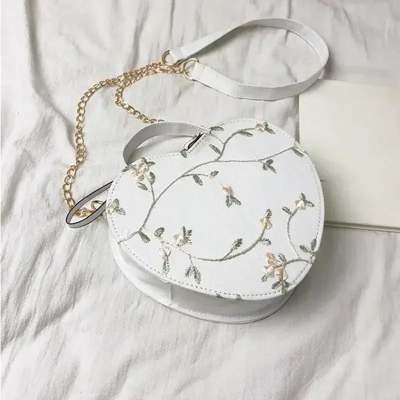 PU Leather Shoulder Bag Leisure Women Spring Summer Heart-shaped Handbag Crossbody Bags Zipper