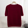 Spring Summer Men's Short Sleeved Pure Wool T-Shirt Sweater O-neck Solid Color Loose Pullover Knitted Sweater Casual Top 5