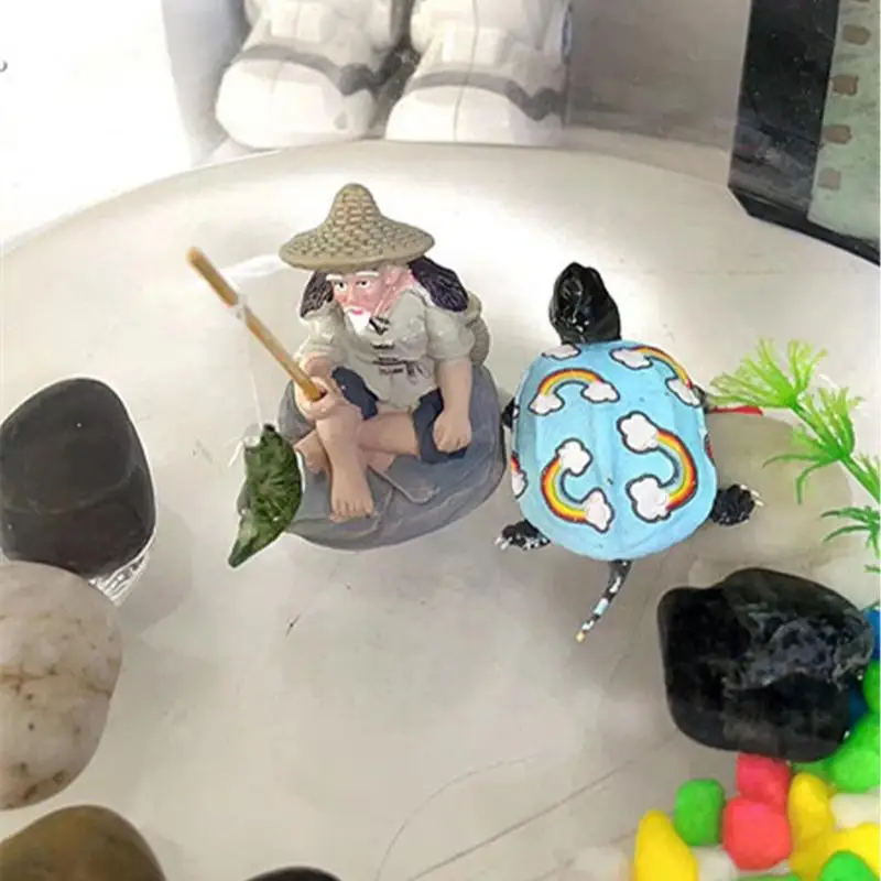 Fishing Ornament For Table Fishing Decorations Dollhouse Accessories Fish Tank Ornaments Fisherman PVC Figurine For Fish Tank fish tank ornaments,fish tank decorations,aquarium ornaments