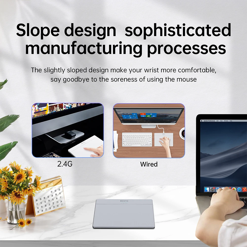 Bluetooth-Compatible Touchpad Multi-Gesture USB Touchpad Mouse Type-C Rechargeable Wired Precision Trackpad for Laptop iPad
