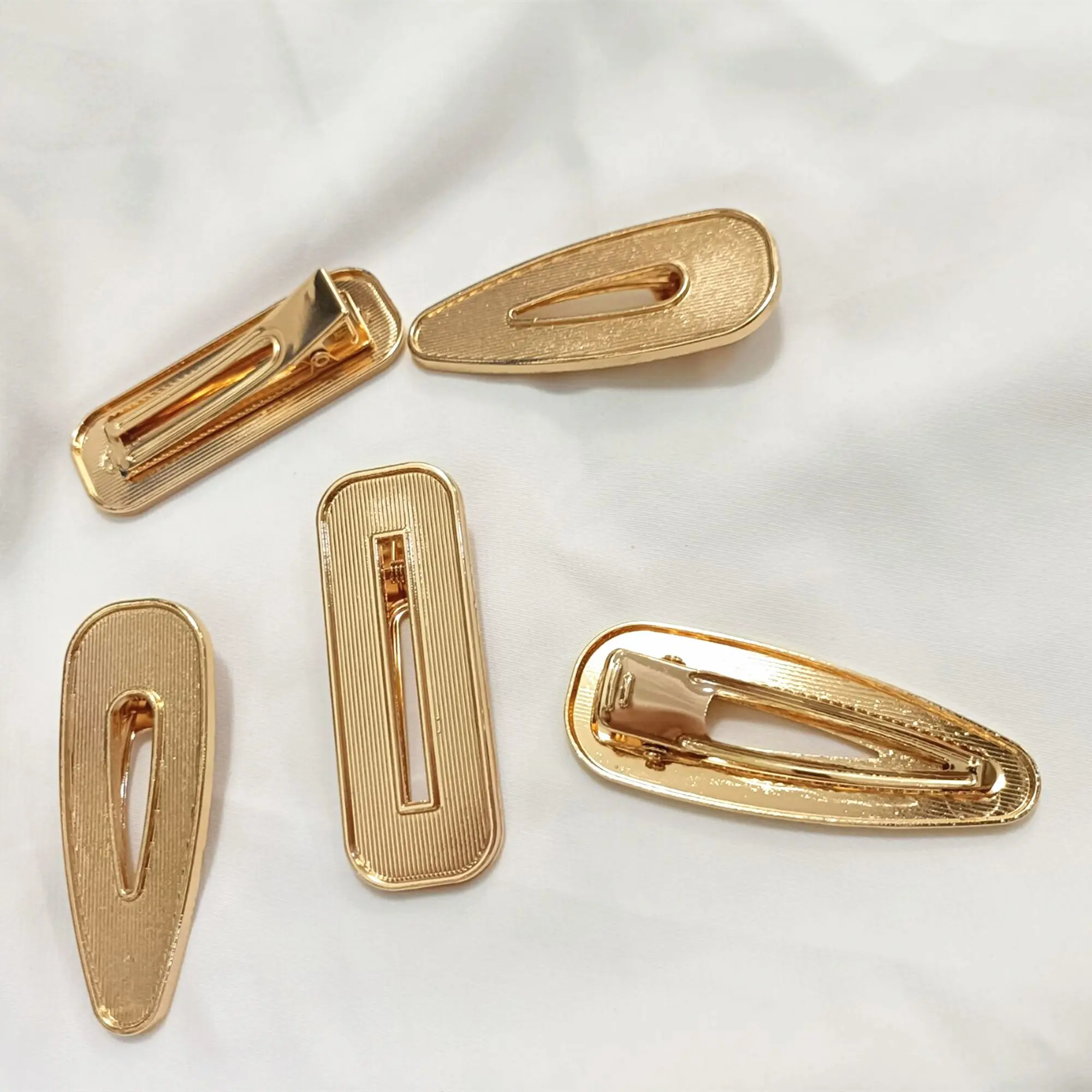 High quality drop clip oval flat clip groove diy patch leather hair accessories 3pcs/lot 7.5x2.8cm
