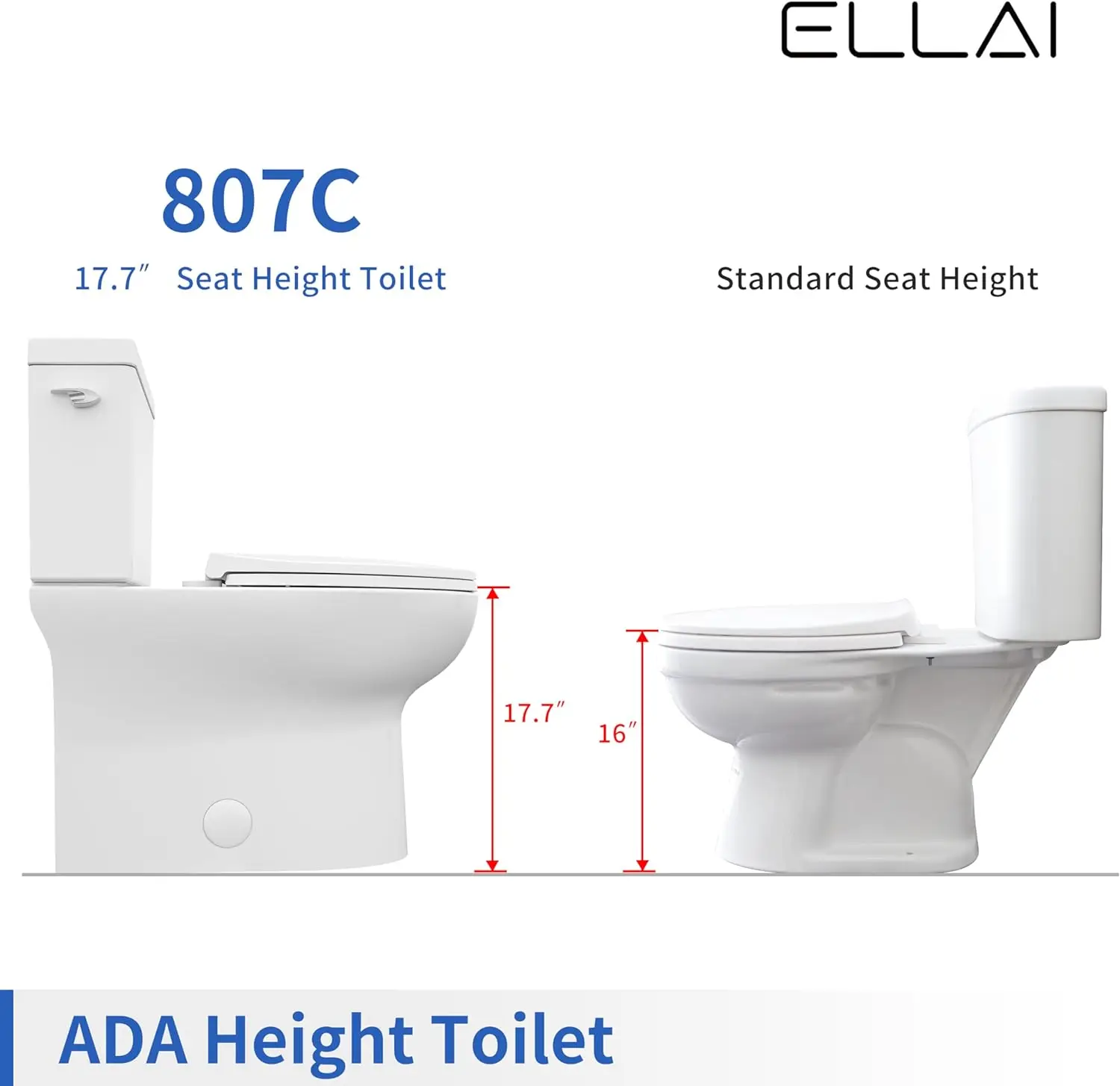Piece Elongated Toilet Comfort Height ADA Single Flush TORNADO FLUSH Toilet  Rough In with Left-hand Trip Lever White 4