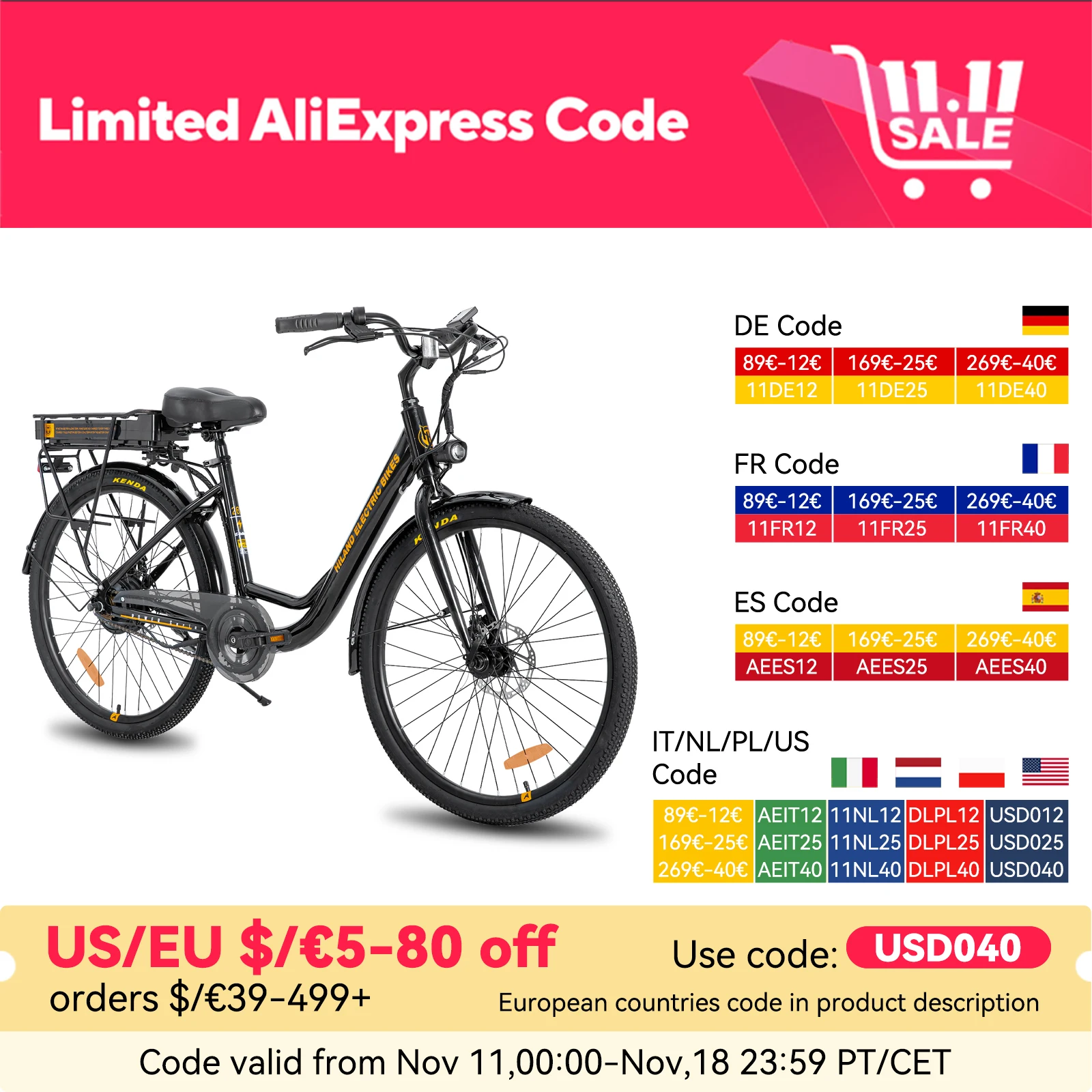 HILAND Adult Electric Bike, 26 Inch 250W Men Women E-Bike with Throttle, Removable Battery, LCD Display, 20 MPH Electric Bike