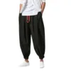2024 New Fashion Drawstring Harem Pants Men’S Baggy Jogging Pants Japanese Men Crotch Wide Leg Pants Male Casual Loose Trousers 2