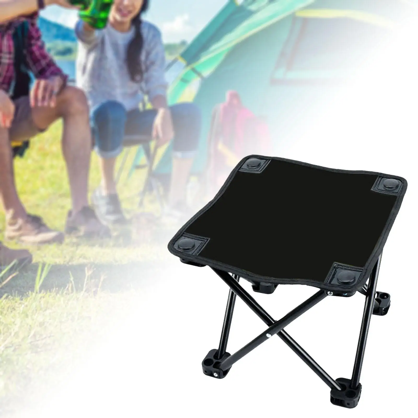 Camping Folding Stool Seat Footrest Picnic Chair Camp Stool Foot Stool Saddle Chair for Patio Fishing Gardening Lawn Backpacking
