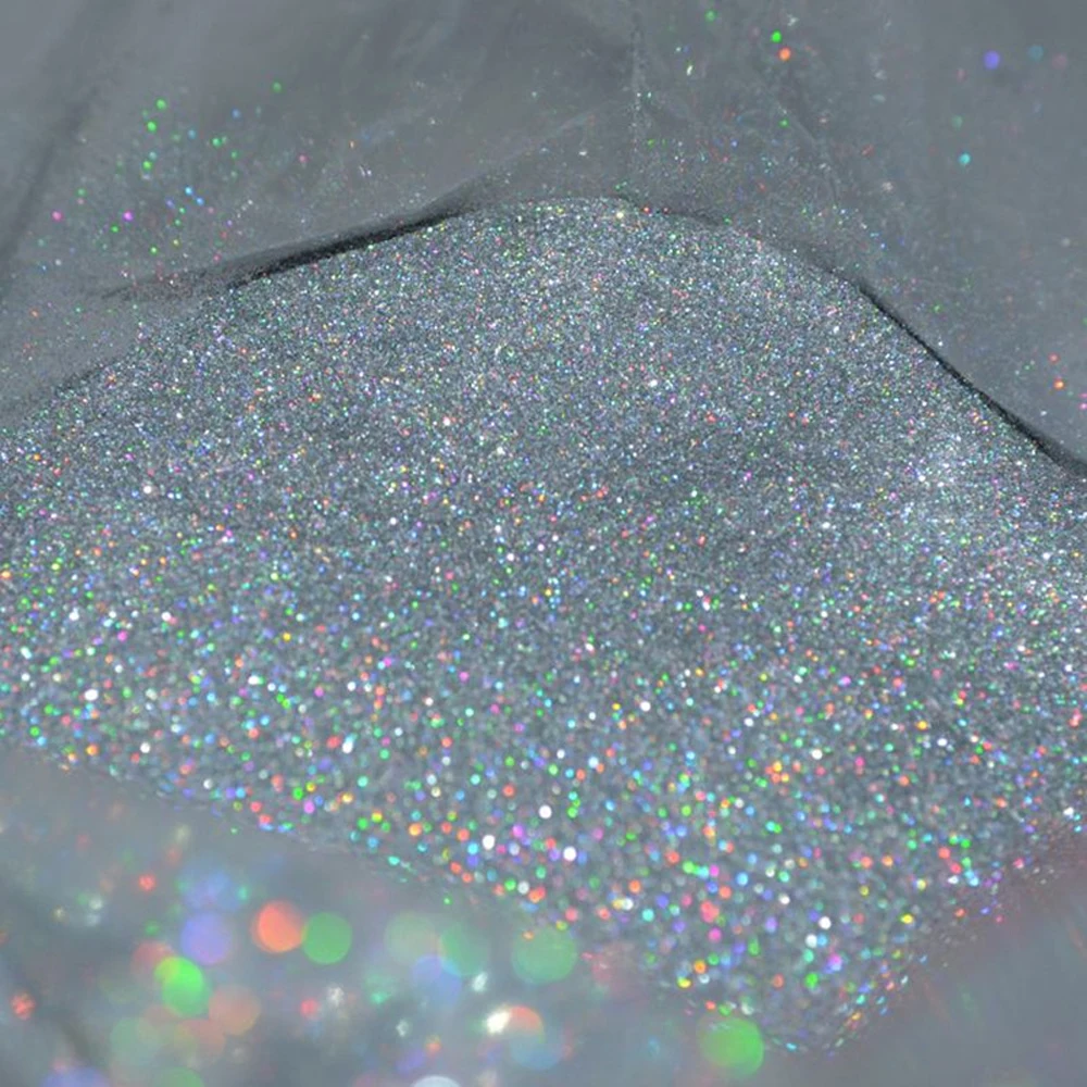 50g/Bag 0.2MM(1/128") Bling Fine Holographic Laser Silver Nail Art Glitter Powder Hexagon Dust  for Nail Art DIY Polish K45