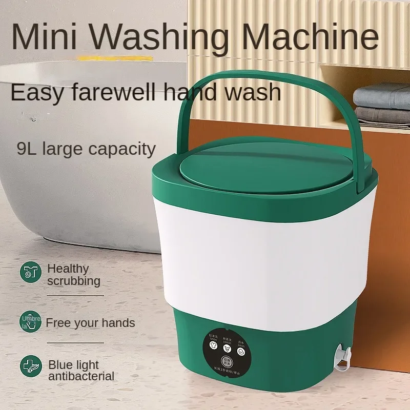 9l Mini Washing Machine With Spin Dryer Blue Light Antibacterial Underwear Sock Household Portable Automatic Washing Machine