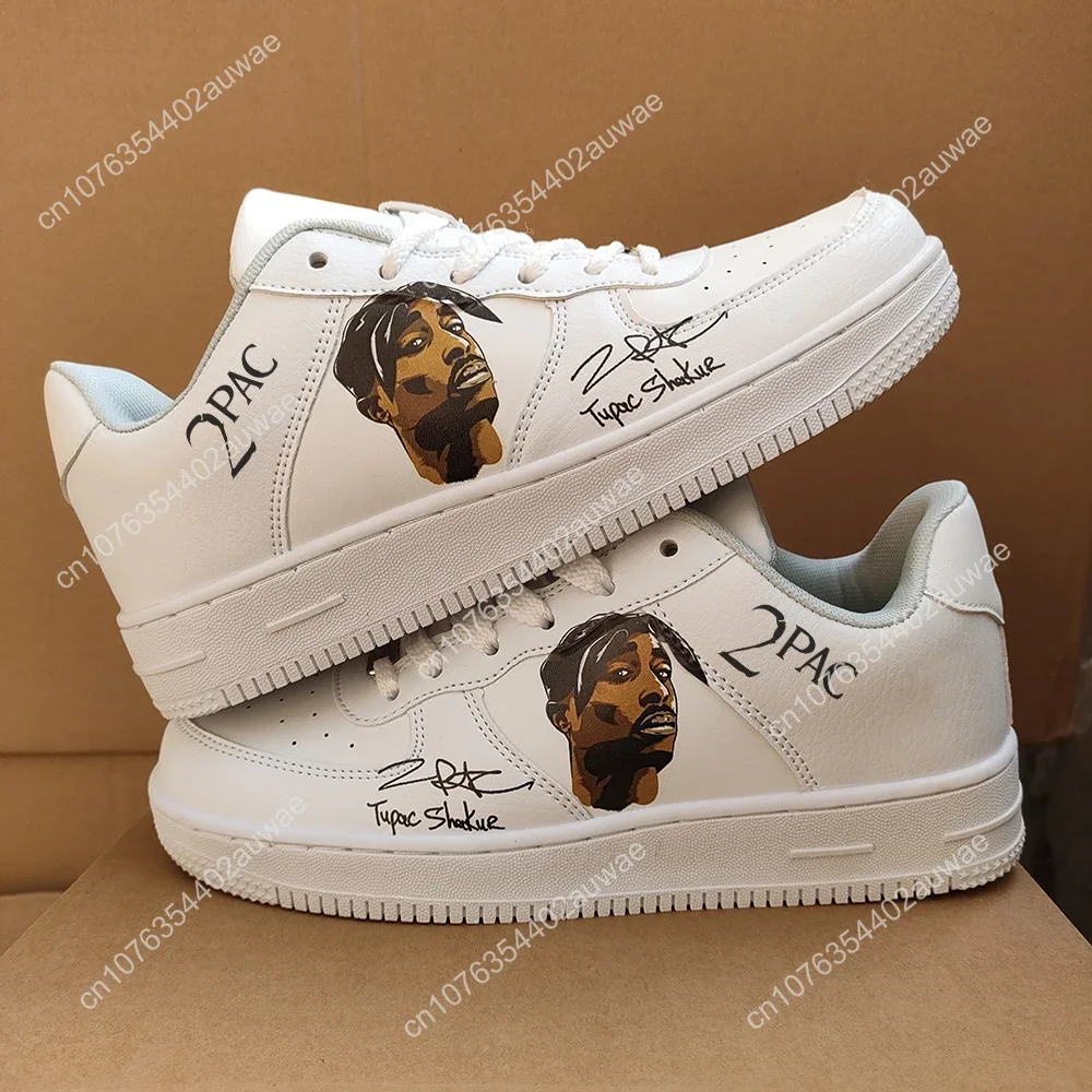 2PAC ラップティー白 限定 再販なし。 Tupac Rapper 2Pac moda uomo donna scarpe casual piattaforma