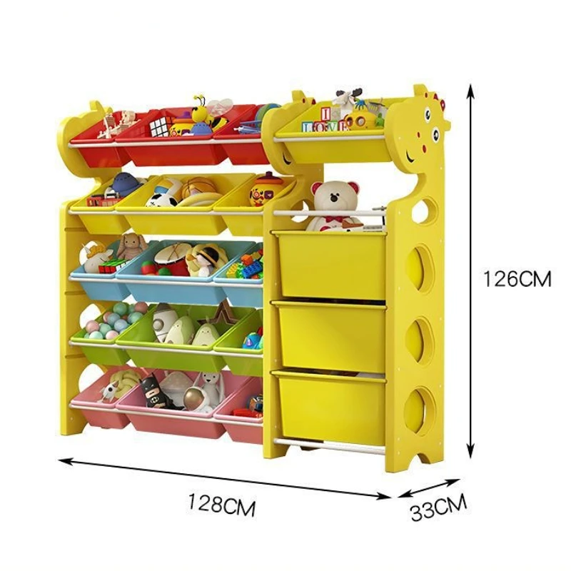 Étagère pour Jouets, Meuble de Rangement pour Enfant, Organisateur, 4  niveaux avec 12 Casiers Amovibles en Plastique