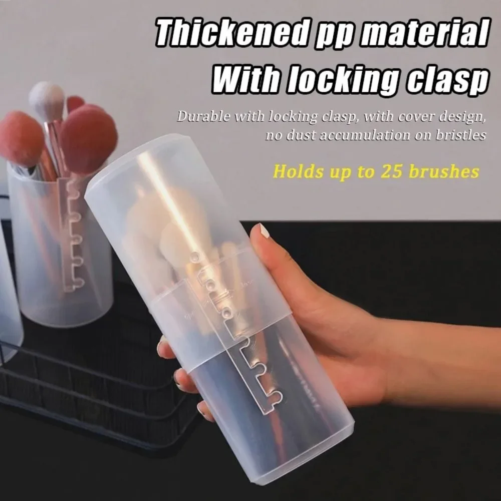 1PC Transparent Adjustable Height PVC Makeup Brush Holder Display Storage Cup Organizer With Lid Dustproof Toiletry Package Box