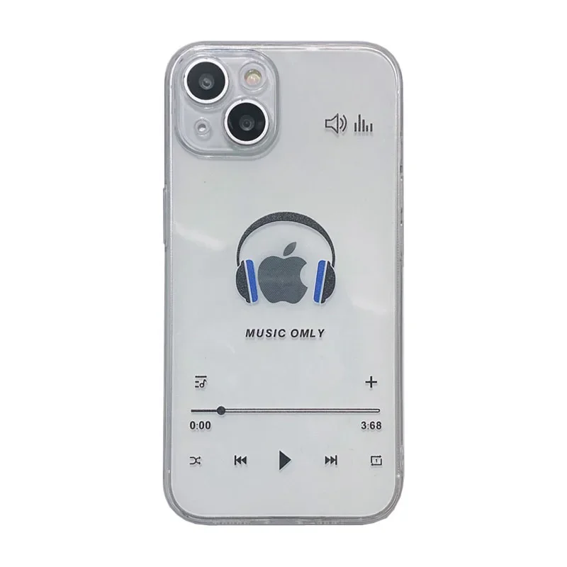 Creative Music Headphone Design Clear Soft Phone Case Cover