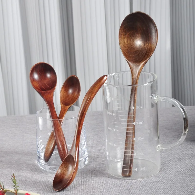 Japanese Wooden Spoon Wood Tableware Spoon Anti-Scald Tea Coffee Stirring Spoons Cooking Utensils For Kitchen Tool Soup Teaspoon