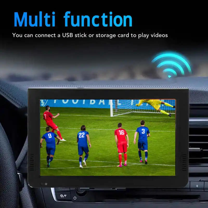 10 Inch 100-240V Digital Television 16:9 TFT LED 1080P Rechargeable HD Multimedia Interface Video Player for Home Car EU Plug